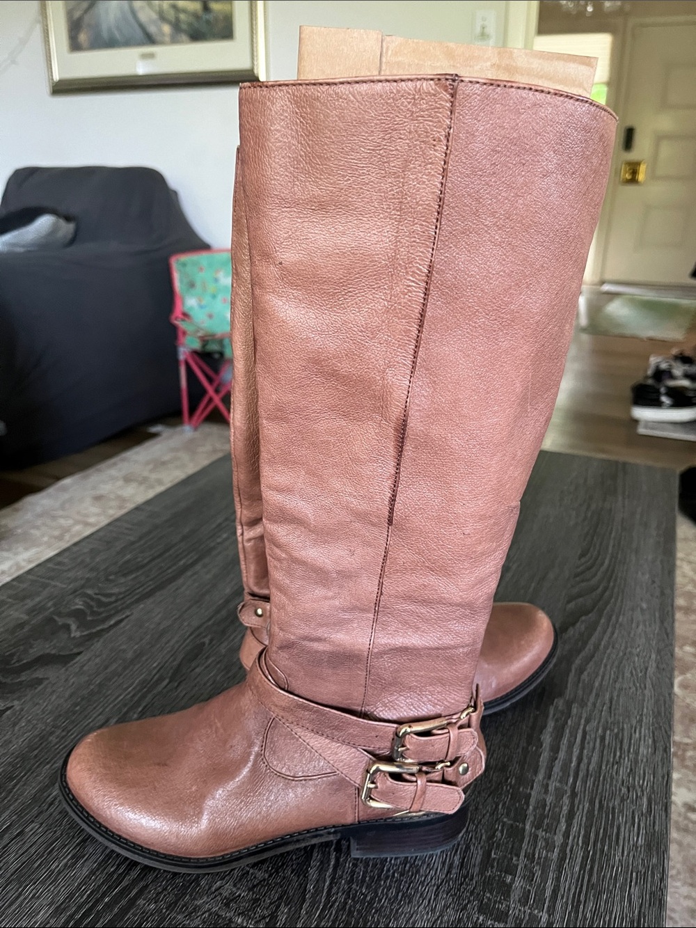 Steve Madden Knee-High Buckle Riding Boots - Brown